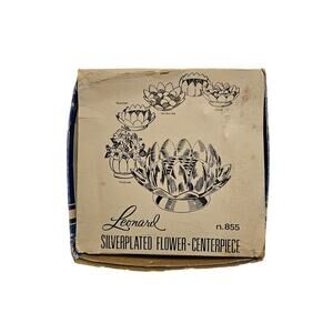 Vintage Leonard Silverplated Flower Centerpiece Frog #855 Original Box